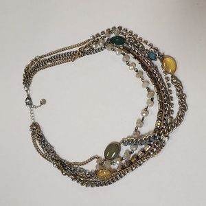LOFT Multi-Layered Gemstone & Chain Necklace